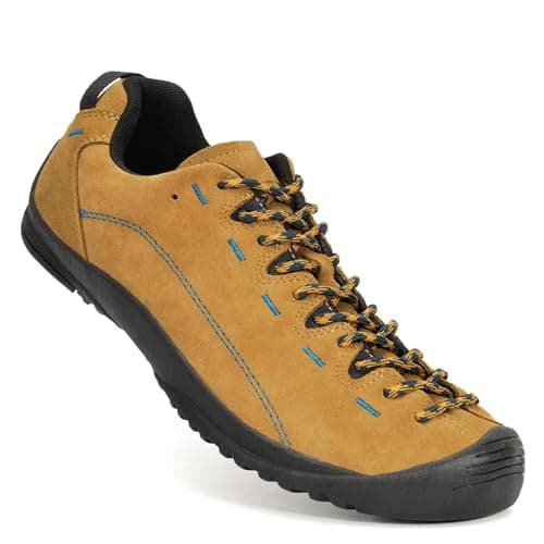 XPETI Men Leather Trail Shoe Slip on Low Top Approach Style Shoes 9 Yellow — view 2