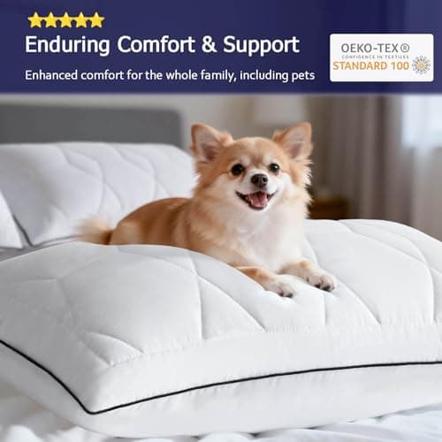 TINCOOL Pillows 2 Pack With Zip & Height Adjustable, Hotel Quality Luxury Pillows For Side, Back & Stomach Sleepers, Pillows For Neck And Shoulder Pain, Support Pillows For Bed & Sofa 42 x 70cm — view 3