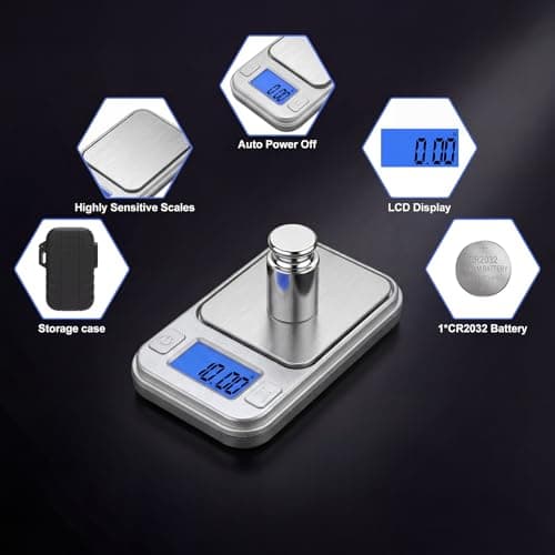 Mini Scales 0.01g/200g, Diyife Portable Precision Small Scale 8 Units, Jewellery Scales with Storage Case, Auto-Off, Backlit Lcd, Tare, Digital Pocket Scales for Gold, Gem, Medicine (Silver) — view 6