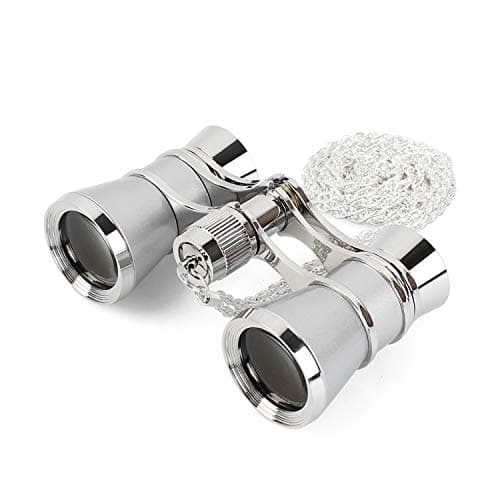 Aomekie 3X25 Opera Glasses Theatre Binoculars with Chain for Concerts Horse Racing Classical Women Gift(Silver)