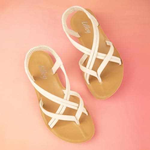 Lilley Womens Cream Flat Strappy Toe Post Sandal - Size 5 UK - Off-White — view 5