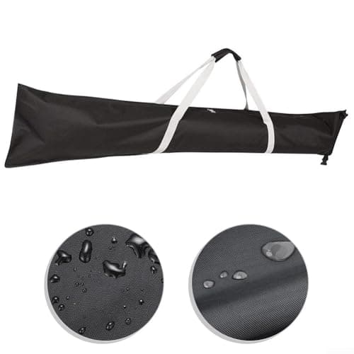 Oxford Ski Bag with Adjustable Straps for 170-185cm Skis, Water-Resistant Foldable Ski Pole Storage Case with Reinforced Handles, Black — view 3