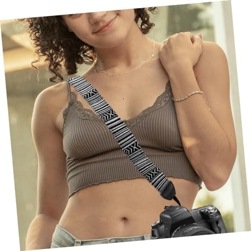 STOBOK Wide Black Canvas Camera Strap with Easy to Carry and Connect Features for Travel and Outdoor Photography — view 4