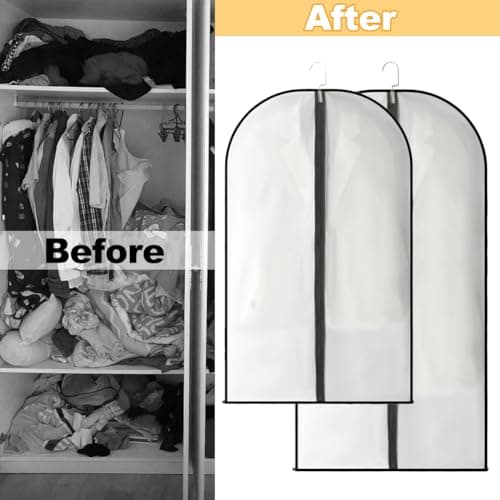 Dress Bag for Girls, 2pcs Frosted Dustproof Garment Bags Lightweight Widely Apply Clothes Covers for Skirts Dance Costumes Coats — view 3