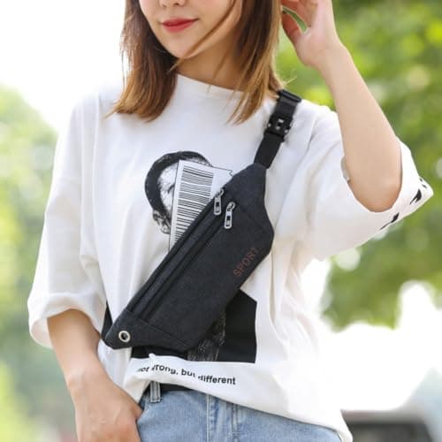 Honseadek Men Canvas Waist Bag Cross Body for sling Pouch for Running — view 2