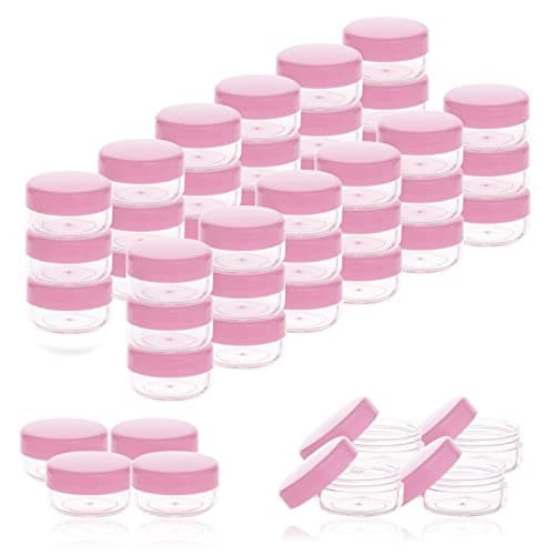 5 Gram Sample Pots, 50 Pcs Plastic Travel Pots for Toiletries, Mini Travel Containers with lids, Empty Cosmetic Containers for Face Creams, Samples, Make-Up