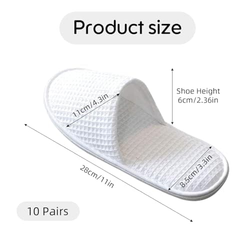 Defresit 15 Pairs of Hotel Slippers, Waffle Closed Toe,Disposable Deluxe Closed Toe Spa Slippers, Flat White House Shoes Washable and Foldable for Spa, Party Guest and Travel — view 4
