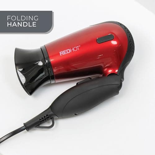 Red Hot Travel Hair Dryer, Dual Voltage, Folding Handle, 2 Speed — view 4