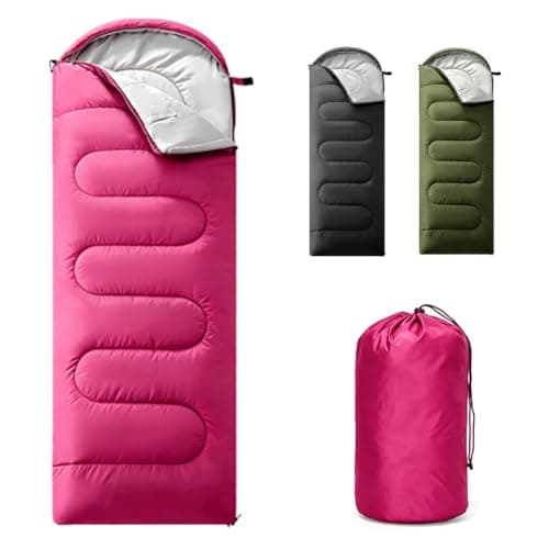 Sleeping Bag for Camping,3 Seasons Sleeping Bags for Adults Backpacking Waterproof, Small Packed Compact Carry Bag, Soft,Thick and Warm for Outdoor Travel,Hiking (Rose Red-Warm Weather 15-25°C)