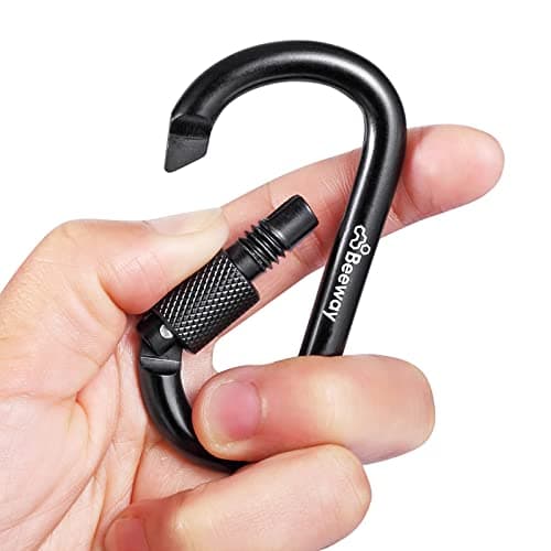 BEEWAY Locking Carabiner, 3 Pack Premium Aluminum Alloy D-Ring Carabiners Key Chain Clip Hook for Camping, Hiking, Traveling, Fishing, Backpack — view 4