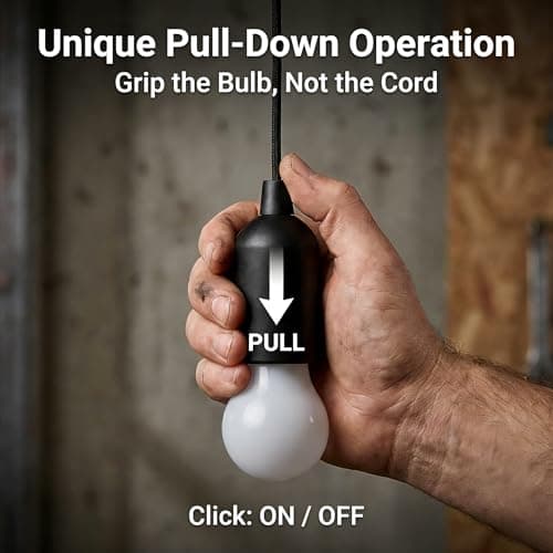 POCKETMAN LED Pull Cord Light Bulb Camping Tent Hanging Night Lamp 5Pack White Light Portable Night Light for Party, Weddings, Festivals Lighting, Camping — view 4