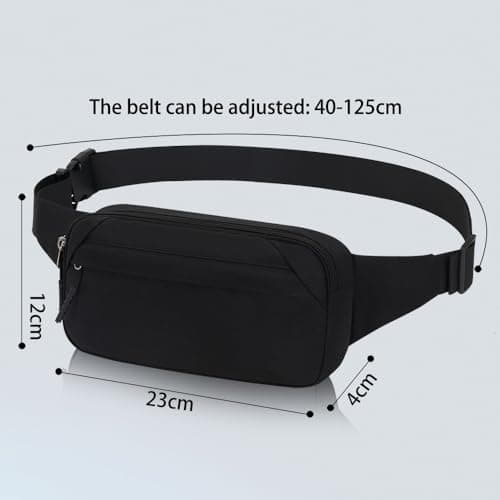Waterproof Bumbag Waist Fanny Pack Running Belt for Men Women Unisex Bum Bag with Adjustable Belt for Outdoors Workout Hiking Gifts for Ladies Boys (Black) — view 5
