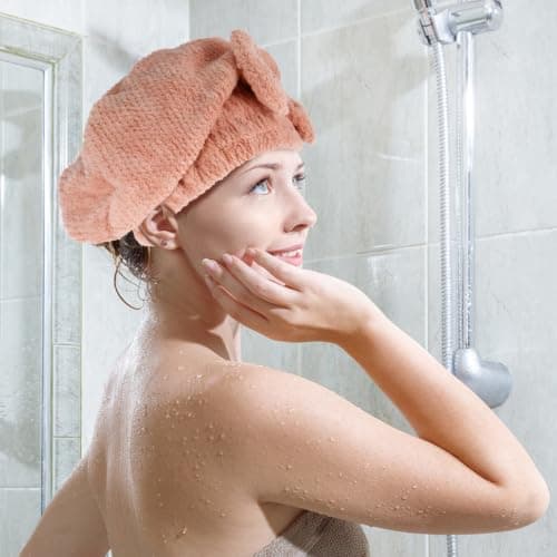 LABRIMP 3pcs Coral Fleece Shower Cap for Women Hair Drying Towel Wrap Super Absorbent Soft and Comfortable for Travel and Gym Use — view 5
