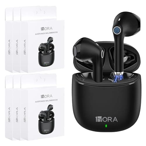 Wireless Earbuds, 1 Hour Bluetooth 5.3 Sports Earbuds with Deep Bass, Premium Sound with Charging Case, Compatible with Smartphones, Tablets and Laptops, 6 Packs