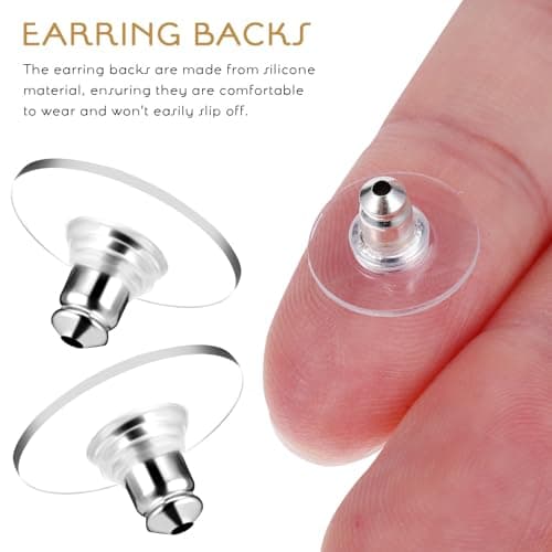Locking Earring Backs for Studs, 6 Pcs Silicone Silver — view 6