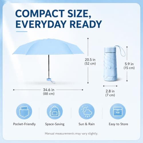 Ultra-Light Compact Umbrella for All-Weather Protection，Maroon — view 6