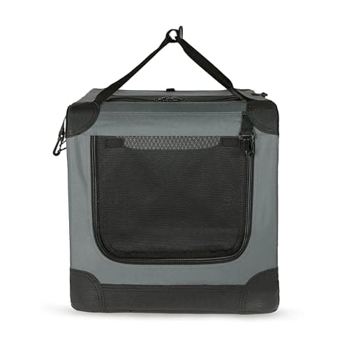Amazon Basics 4-Doors Portable Soft-Sided Folding Travel Crate Kennel for cat, dog, and other small animals, Grey, L 91 cm x 61 cm x 61 cm — view 5