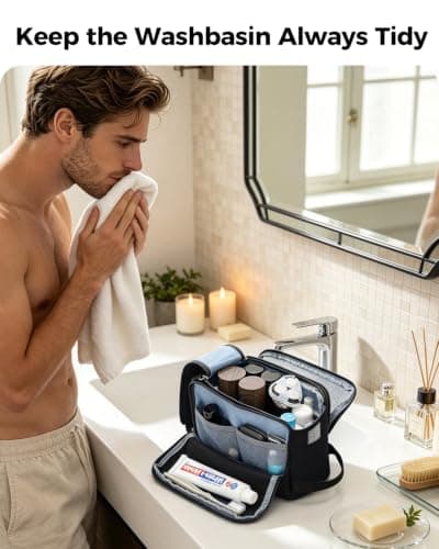 WANDF Waterproof Nylon Travel Toiletry Bag, Lightweight Portable Wash Bag Dopp Kit, Multifunctional Cosmetic Organizer Bag for Men & Women — view 2