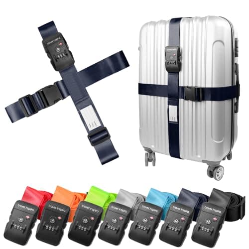 travel inspira TSA Approved Luggage Straps, Cross Suitcase Straps (Navy)