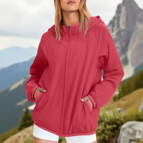 Anbiryeik Packable Waterproof Jacket Women Lightweight Breathable Raincoat with Pockets Windproof Softshell Outdoor Rain Jacket Functional Outwear for Walking Hiking Travel Running Cycling Red 3XL — view 2