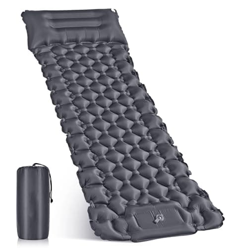 NHOWIN Inflatable Camping Mat, Foot Pump, Pillow, Connectable, Grey