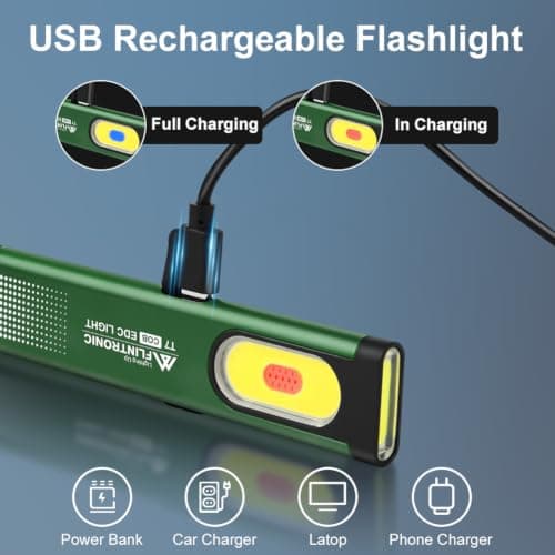 flintronic Mini Torch, USB C Rechargeable Small Torch, Green — view 4