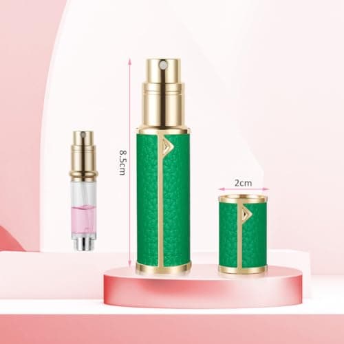LOPHE Perfume Travel Bottle, 5ML Luxurious Perfume Atomiser Refillable, Leather Perfume Spray Bottle, Easy to Refill Perfume Atomiser for Women Men, A (Green) — view 2
