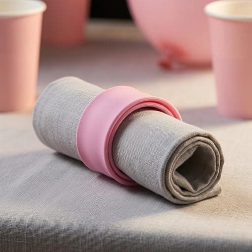 10pcs Pink Silicone Fastener Bands for Wrap Rolls, Flexible Storage — view 5