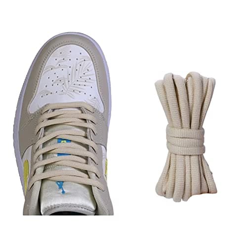 Danraw Stores [PAIR] Oval Round Shoe laces, 6mmx140cm, Soft Trainer Lace, Sneaker Lace, Polyester Knit, Sports, Casual, Hiking, Mountaineering, Walking, Running (Dark Cream) — view 2