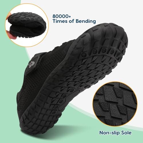 JOINFREE Kids Barefoot Shoes Boys Girls Wide Fit Trainers Lightweight Non Slip Zero Drop Sneakers for Toddler Little Big Kids Breathable Walking Shoes for School & Outdoor Black UK Child 8 — view 5