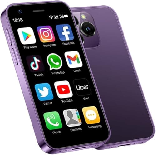 Longben Unlocked Mini Smartphone, 4G Android 10.0, 3.0 Inch Display, Dual SIM, 2MP + 5MP HD Camera, 2000mAh Long-Lasting Battery, Bluetooth/WiFi/facial recognition Phone(Purple 2GB+16GB)