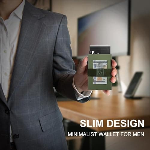 TOYFID Olive Green Aluminum Slim Card Wallet, for AirTag — view 3