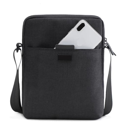 Men's Bags Light Canvas Shoulder Bag For 7.9' Tablet Casual Crossbody Waterproof Business bag For Travel(Black) — view 2