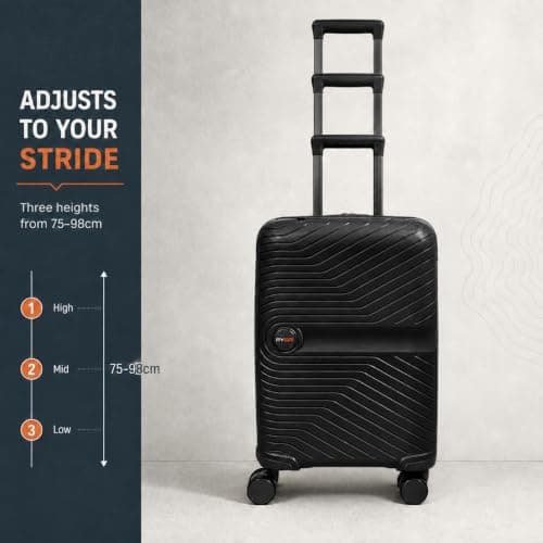 RYDR 2-Piece Lightweight Luggage Set Hard Shell Suitcase with Combination Lock Spinner Wheels Travel Carry On Hand Cabin Luggage with Beauty Case (Black) — view 6