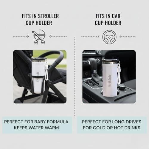 Artklub 350ml Travel Mug Leak Resistant Coffee Cup with Lid Insulated Reusable for Hot Drinks, Portable for Daily Commuting, Work, Office and Car Use — view 5