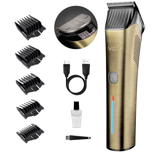 VGR Long Beard Trimmer Men Rechargeable - Cordless Hair Clippers Professional for Head Haircut - USB-C 200 Minutes Electric Battery - Ceramic Blades - 7000 RPM