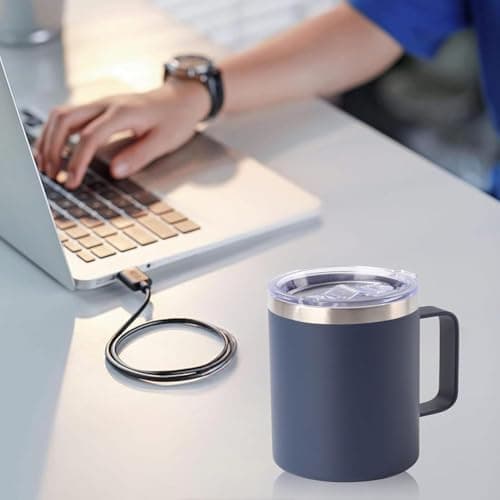 Maideduo Thermal Mug, Insulated Coffee Mug with Handle and Lid, Insulated Camping Mug, Double Walled Stainless Steel Beer Mug, Spill Proof, Reusable(12oz White) — view 2