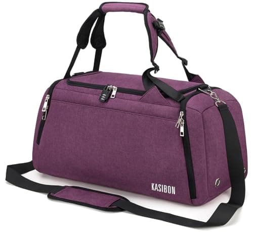 42L Waterproof Gym Bag with Shoes Compartment, Weekend Bag with Wet Pocket