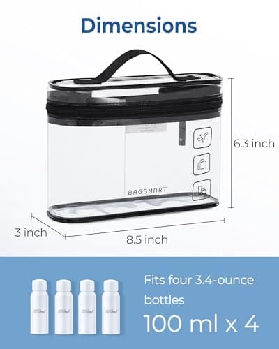 BAGSMART 3pcs Clear Toiletry Bag TSA Travel Essential for Makeup Liquids — view 4