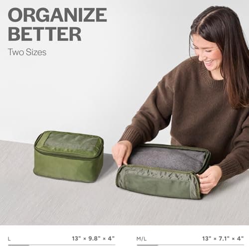 Aerotrunk Compression Packing Cubes for Travel, 2-Pack, Olive — view 3