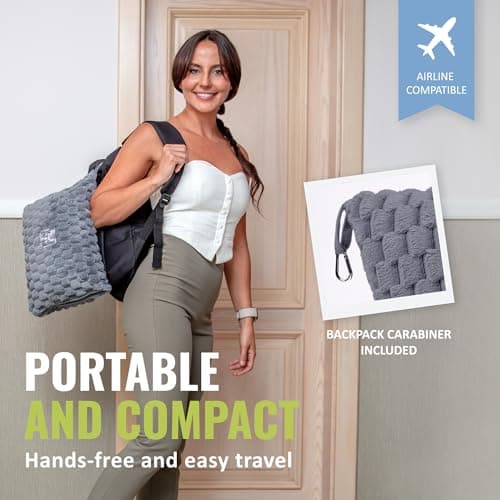 BOACAY Packable Travel Blanket for Aeroplane, Car - Compact Office Blanket - Portable Pillow for Adults, Children with Case, Luggage Sleeve, Backpack Clip — view 3