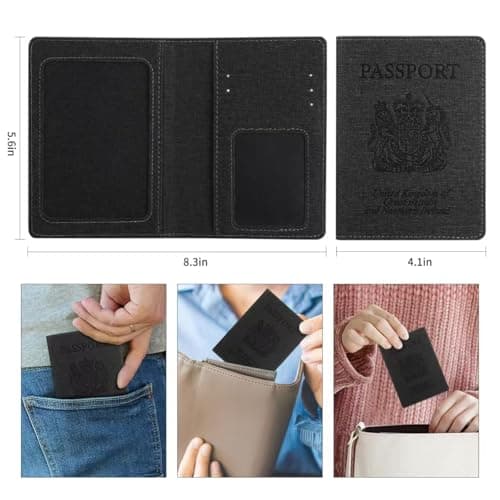 Cinocratic RFID Blocking Passport Holder Cover & Travel Wallet - PU Leather Organiser for Credit Cards, Boarding Pass and ID Cards | Travel Accessories for Men&Women (Black) — view 6