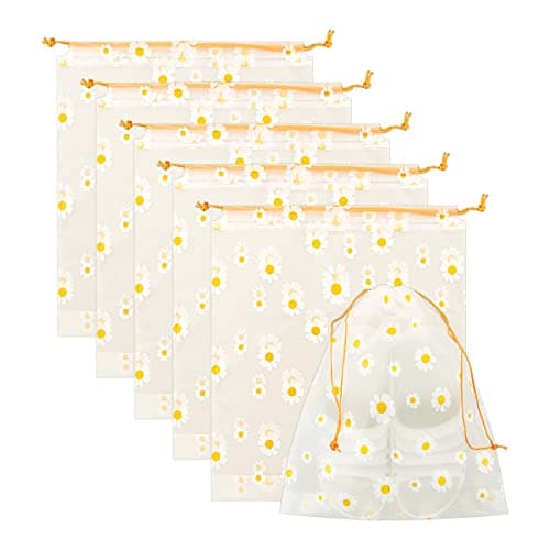 Jagowa 5pc Waterproof Shoe Storage Bags - 30x35cm Transparent Drawstring Pouches for Organizing Clothes and Travel Accessories in Luggage.