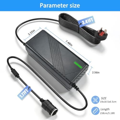 220V to 12V Adapter 20A 240W - UK 3-Pin Plug AC to DC Car Power Converter, Cigarette Lighter Socket for Vehicle Refrigerator, Tire Inflator, Automotive Vacuum & Road Trip/Home Use — view 3
