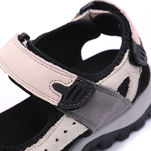 Harssidanzar SL256EU Women's Summer Sports Sandals Hiking Sandals Outdoor Hiking Sandals Adjustable Strap Leather Sandals, Pink black, 9 UK — view 4