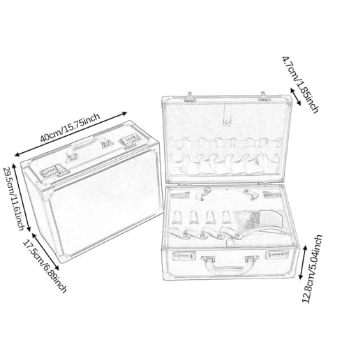 QLoztyse Barber Carrying Case Hairdressing Tools Storage Box Portable Hair Cutting Grooming Kit Organizer Large Capacity Aluminum Alloy Frame with Security Loc, Brown — view 3