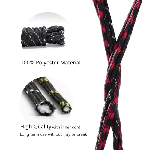 CCSOFTIME 2 Pairs Heavy Duty Walking Boot Laces, Strong Round Shoelaces for Berghaus Hiking, Work & Safety Boots, 4.5mm Thick, Tan Black-150CM — view 3