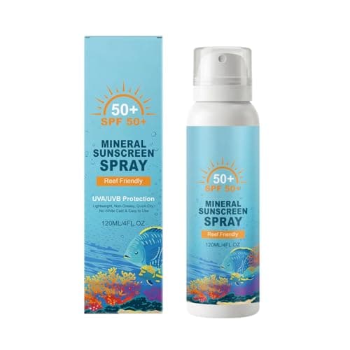 Mineral Sunscreen Spray SPF 50+, Broad Spectrum UVA/UVB Protection, Lightweight Non-Greasy, Travel Size Sunscreen for Face & Body, Water & Sweat Resistant (1 pc)