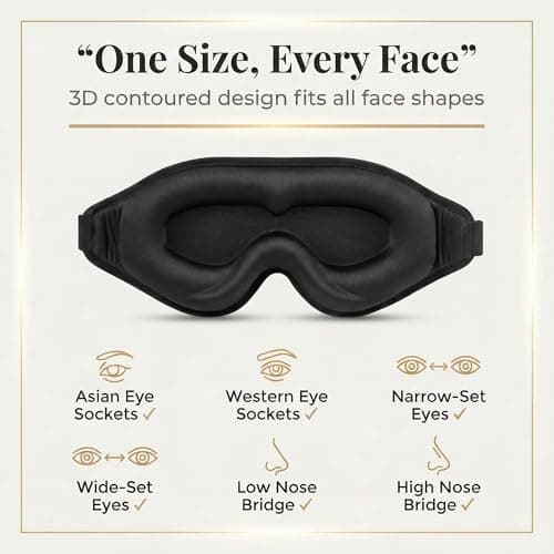 Silk Sleep Masks for Women & Men 100% Blackout Eye Mask, Zero Pressure 3D Design, Nose-Contoured Ultra Soft Blindfold for Sleep & Travel, Includes Earplugs & Storage Case, Black — view 5