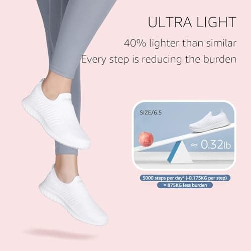 Walking Shoes Mens Light Weight, Trainers Men Barefoot, Loafer Shoes Slip On Sneakers with Anti Slip Soles Lightweight Walking Shoes Athletic Running Shoes Gym Workout Shoe with Arch Support White — view 6